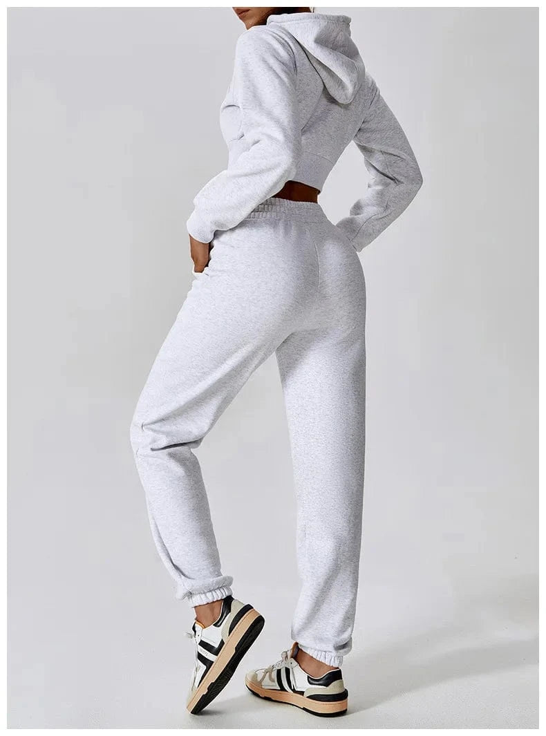 IHOOV tracksuit Plush fleece for warmth two piece sweatpants wholesale women hoodies Sweatshirt Set