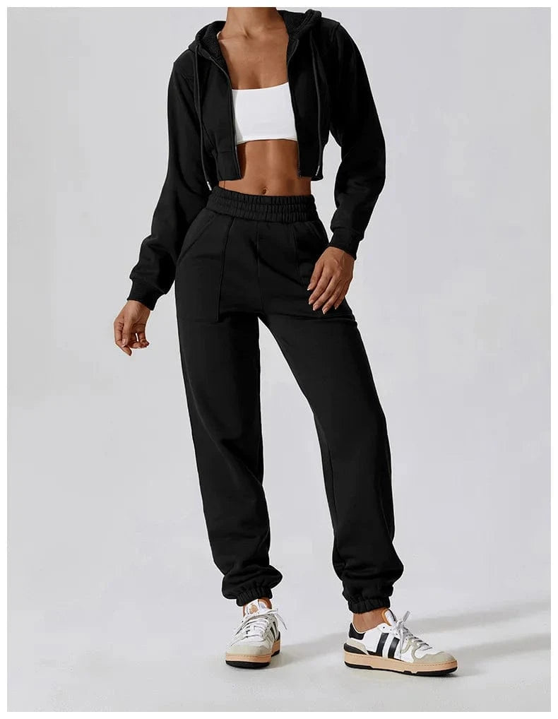 IHOOV tracksuit Plush fleece for warmth two piece sweatpants wholesale women hoodies Sweatshirt Set