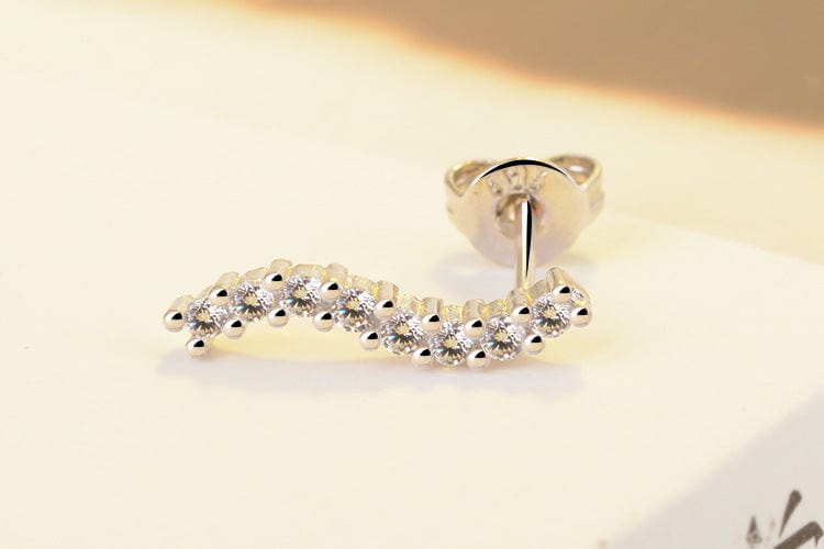 Imitation pearl New Silver Color Spiral Line Wave Zircon Inlaid Stud Earrings for Women Girls Gifts Korean Pearl Earring Fashion Jewelry