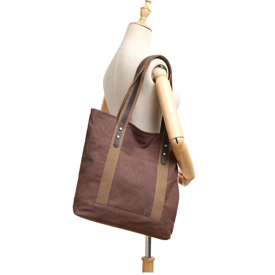 In Stock Cotton Canvas handbag lady purse tote shoulder handbag