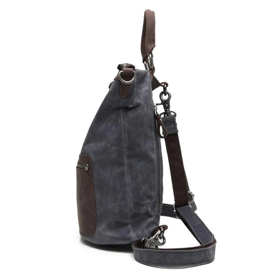 In Stocks Fashion water-proof Canvas Leather Travel Backpack Custom OEM&ODM backpack for women