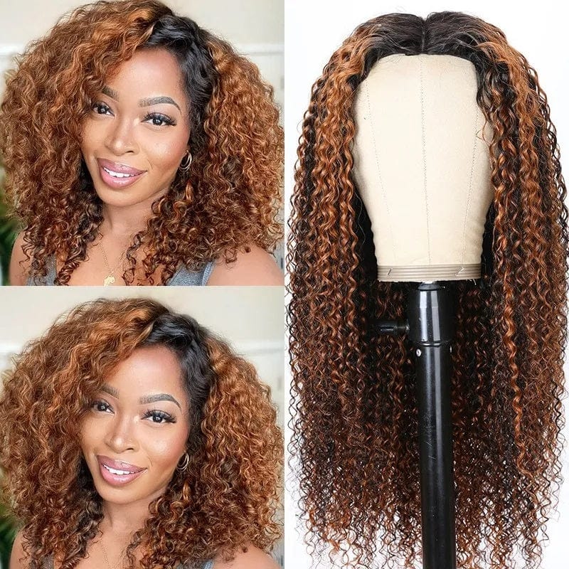 Indian Glueless No Leave Out Double Weft Hair Extension Raw Cuticle Aligned Burmese Kinky Curly Human Hair Perruques V Part Wig