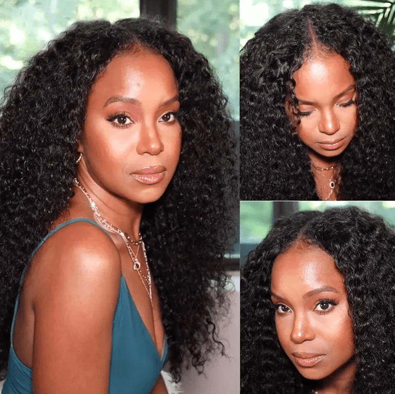 Indian Glueless No Leave Out Double Weft Hair Extension Raw Cuticle Aligned Burmese Kinky Curly Human Hair Perruques V Part Wig