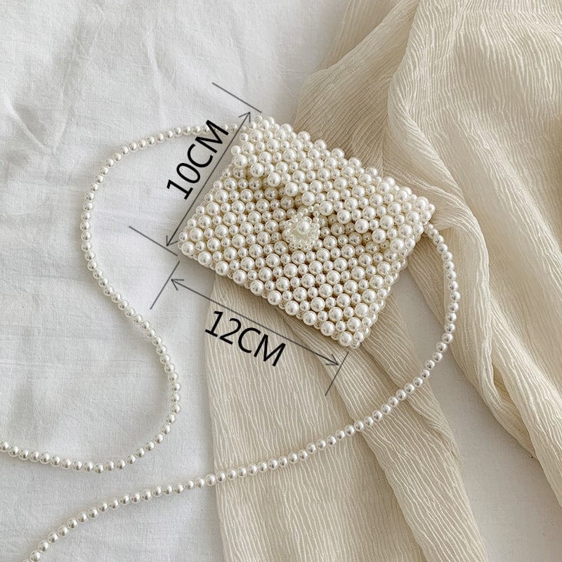 Ins Ladies Pearl Mini Clear Clutch Strap Baroque Evening Beach Crossbody Diy Hand Woven Handle Rice Beaded Purse For Girls