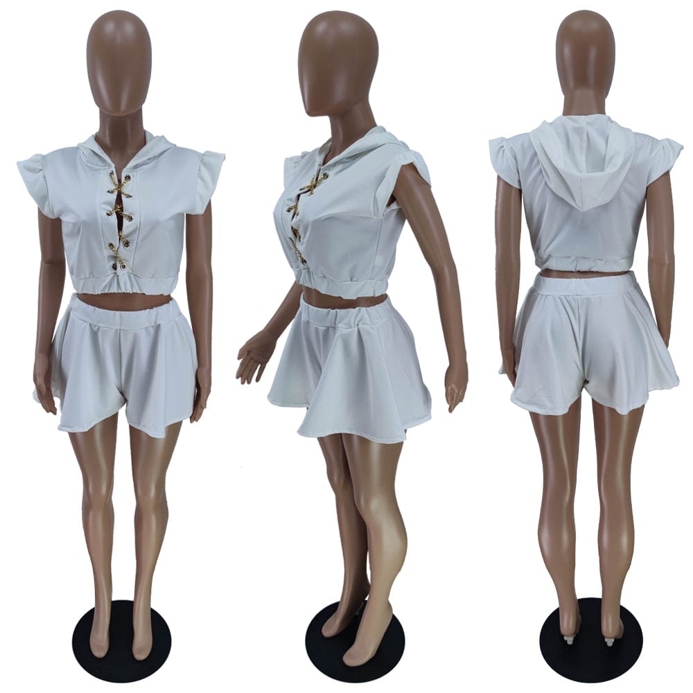 Ins Style New Summer Fashion Solid color sleeveless sexy two-piece suit