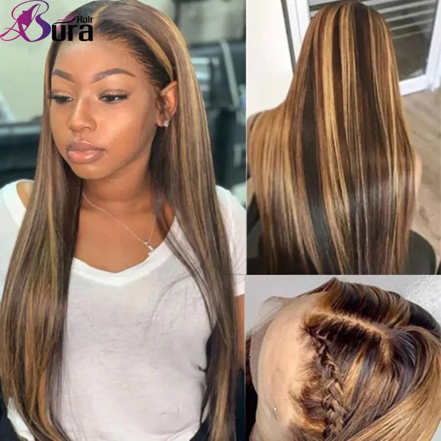 Invisible Knots Honey Brown Blonde Highlight Color Human Hair