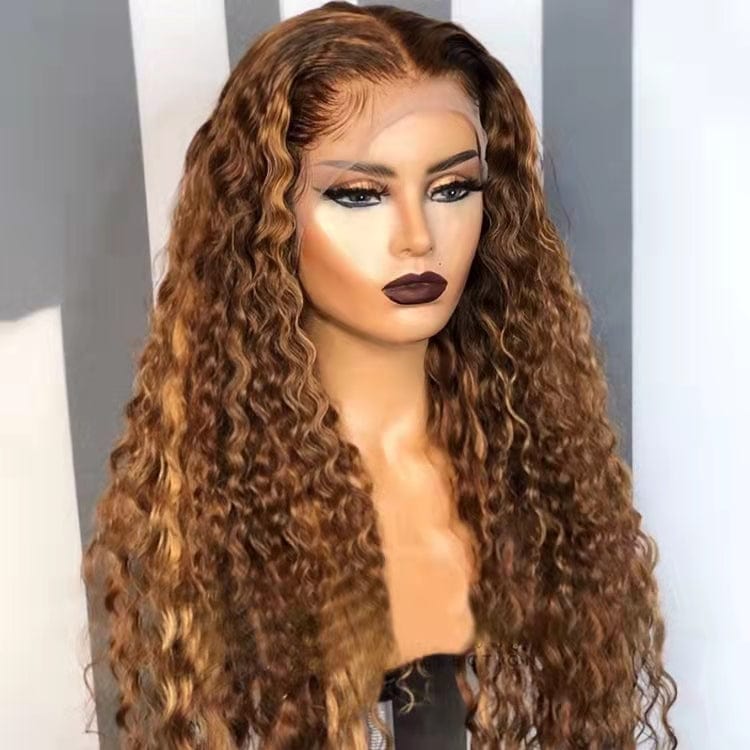 Invisible Knots Wig Supplier Deep Water Wave Pre plucked Natural Look Virgin Cuticle Aligned Human Hair Lace Front Wigs