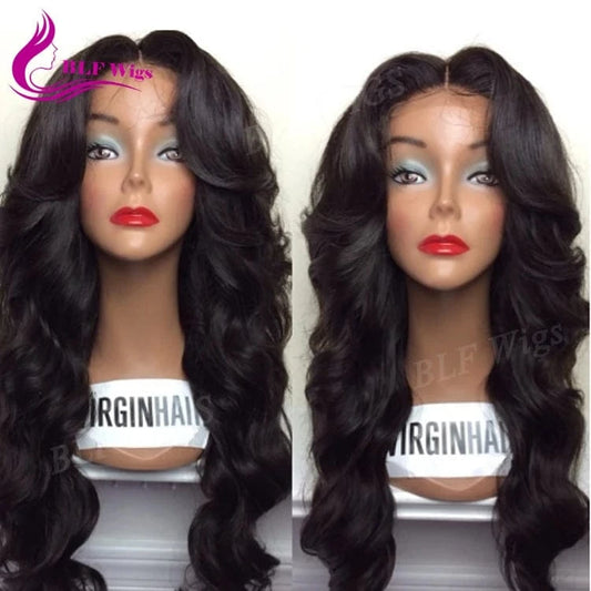 Invisible Natural Hairline Brazilian Hair Full Lace Wig, Body Wave Human Hair Wigs for Black Women