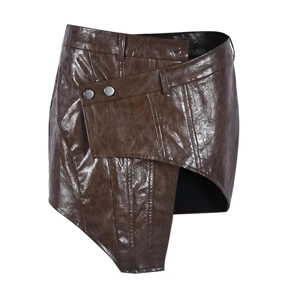 Irregular Wrapped Mini Skirt For Women Fashion And Sexy Women Pu Skirt 2024 Spring Women's Clothes