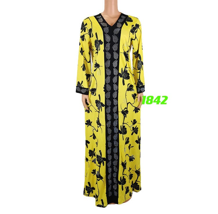 Islamic clothing factory African traditional printed dress Muslim robe dress women's dress wholesale support custom label
