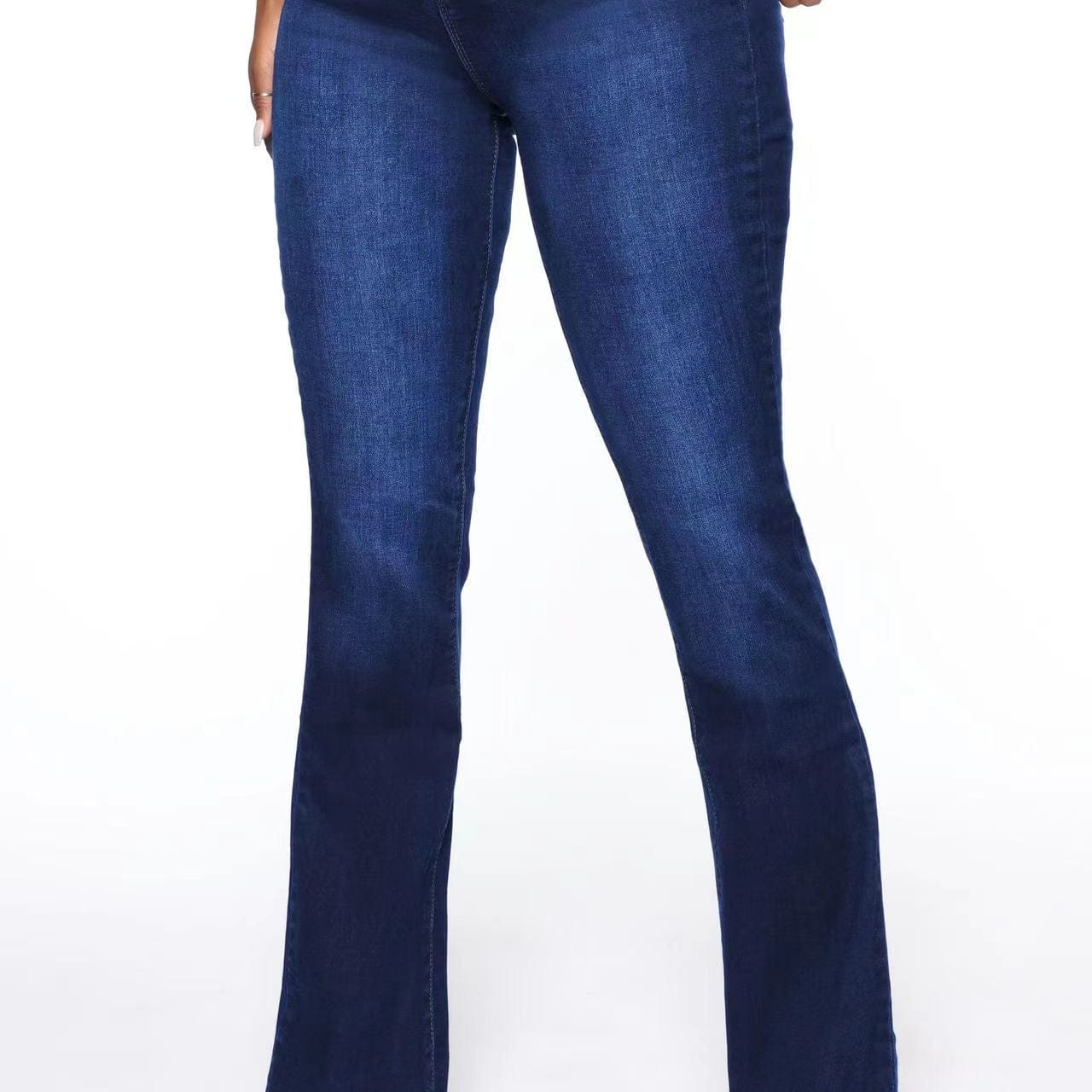 J&H 2023 fall fashion stretchy bell bottom jeans ladies slim fit casual denim pants plus size trousers basic wear