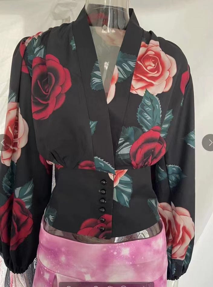 J&H 2023 hot sale S-5XL sexy v neck corset top women elegance puff sleeve fashion blouse shirts casual fall clothes whoelseale