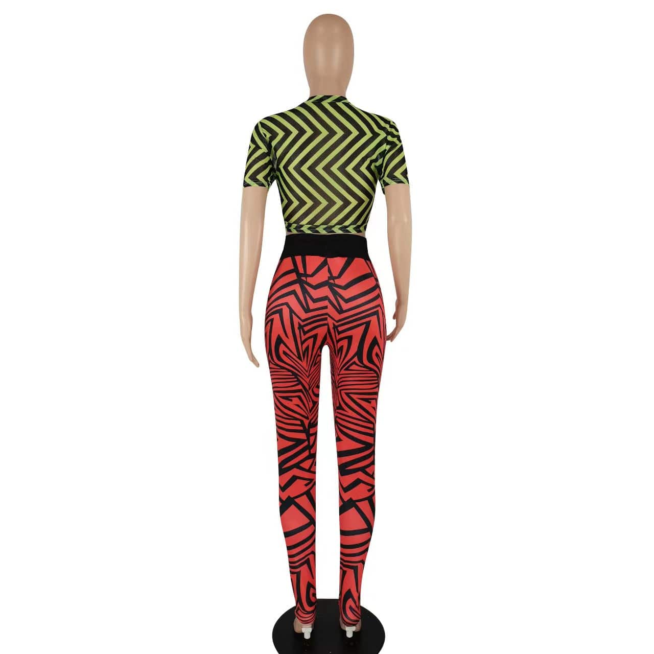 J&H 2023 new arrivals crop top leggings women short sleeve 2 piece pants set sexy slim fit printed summer outfits club wear
