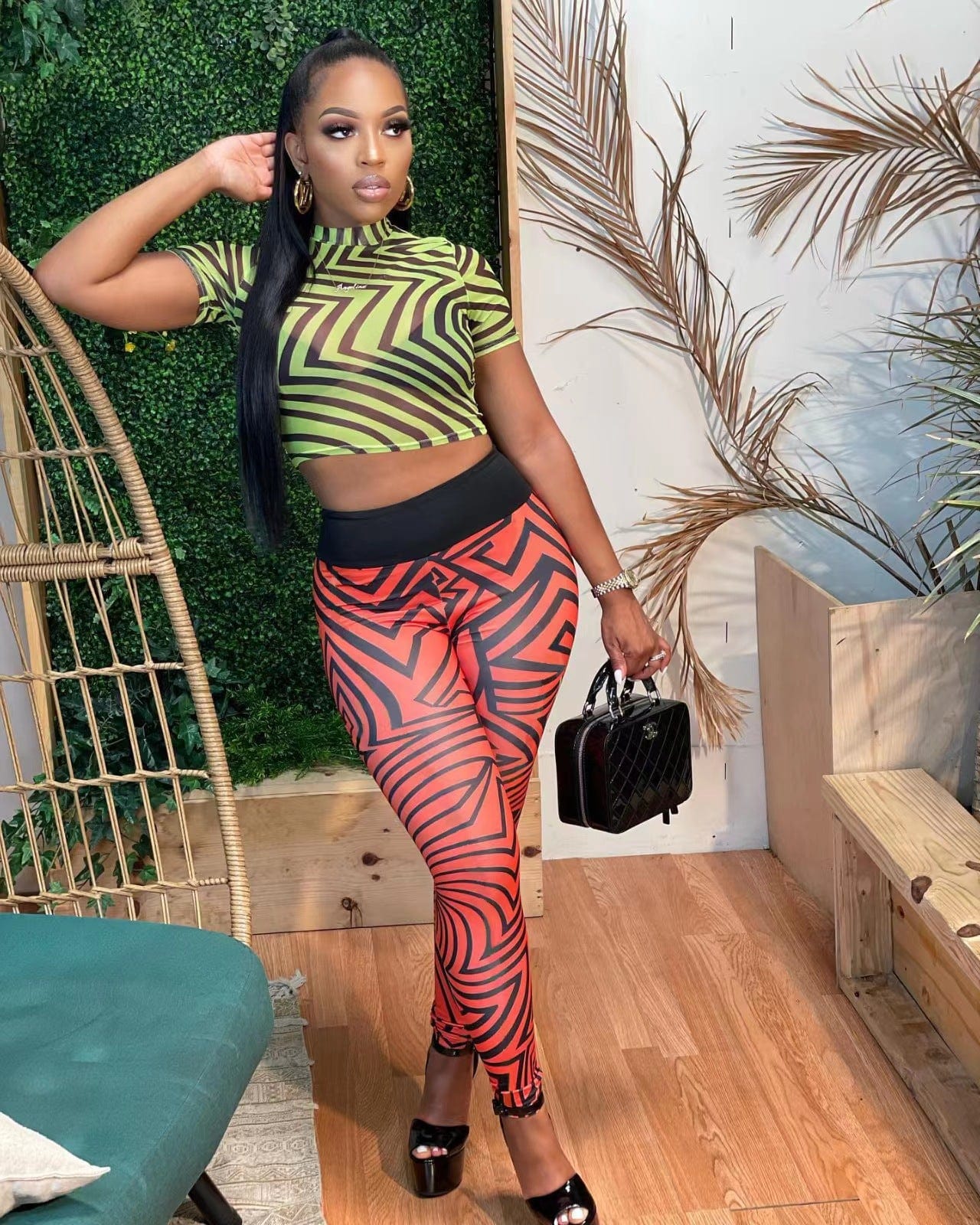 J&H 2023 new arrivals crop top leggings women short sleeve 2 piece pants set sexy slim fit printed summer outfits club wear