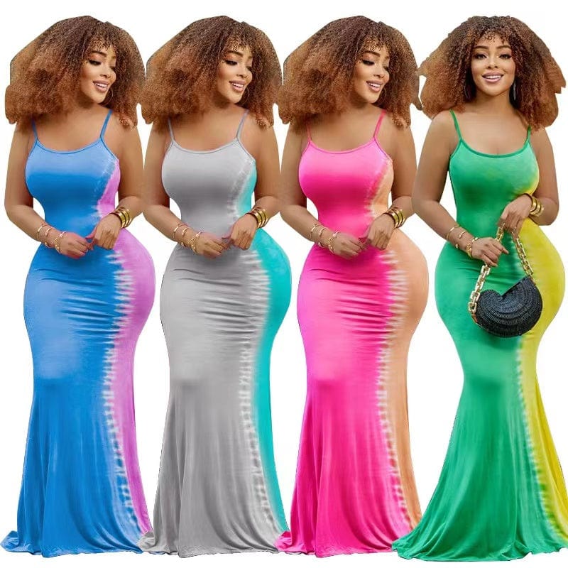 J&H 2023 new arrivals elegance S-5XL two tone maxi dress women mermaid party gowns summer fashion plus size evening dresses