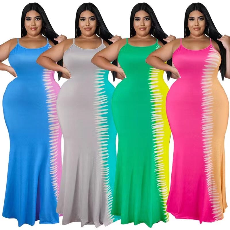 J&H 2023 new arrivals elegance S-5XL two tone maxi dress women mermaid party gowns summer fashion plus size evening dresses