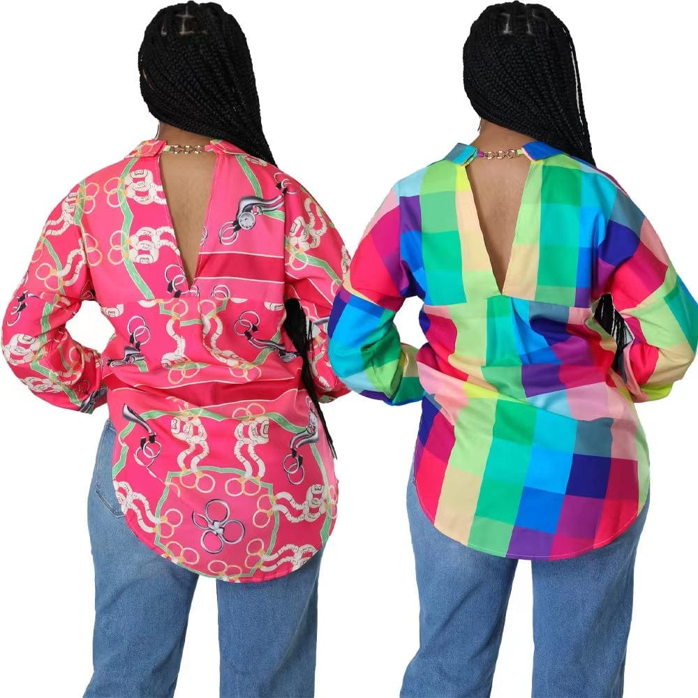 J&H 2023 new arrivals elegance women's blouses shirts long sleeve designer printed chic causal tops autumn clothes