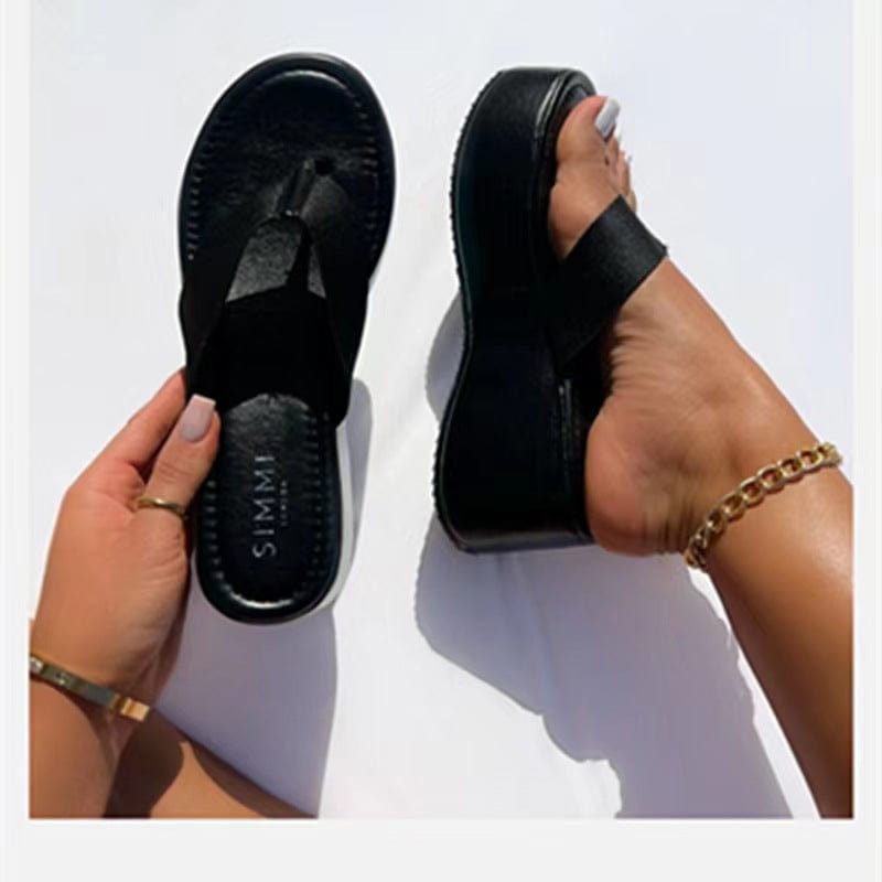 J&H 2023 new arrivals flip flops slippers chic platform wedges sandals for women and ladies big size summer shoes