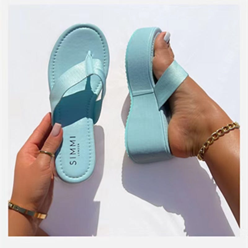 J&H 2023 new arrivals flip flops slippers chic platform wedges sandals for women and ladies big size summer shoes