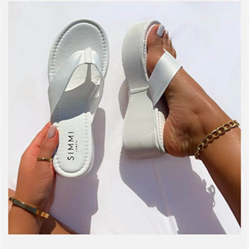 J&H 2023 new arrivals flip flops slippers chic platform wedges sandals for women and ladies big size summer shoes