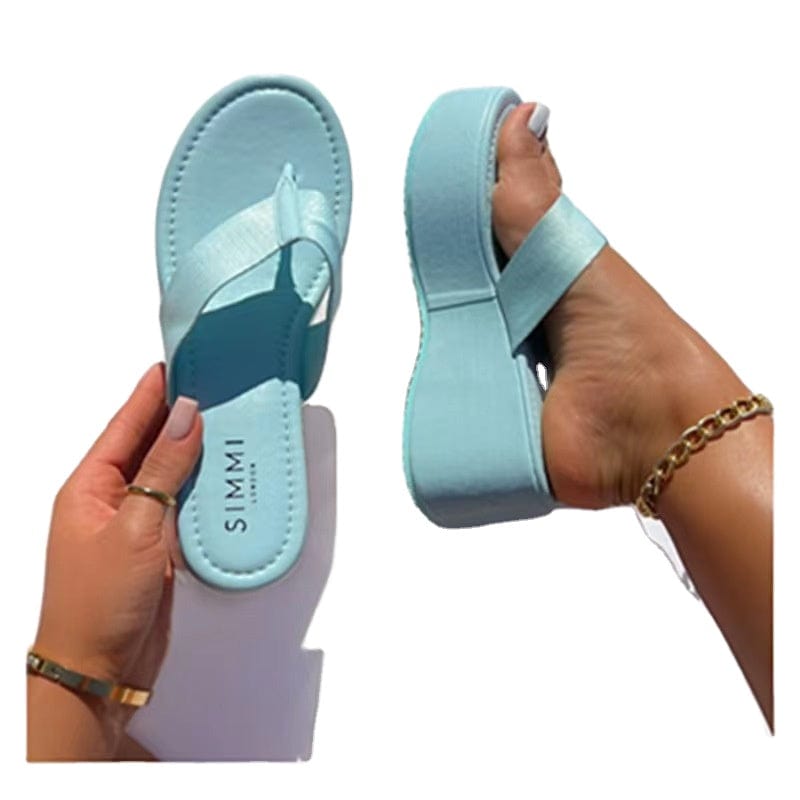 J&H 2023 new arrivals flip flops slippers chic platform wedges sandals for women and ladies big size summer shoes