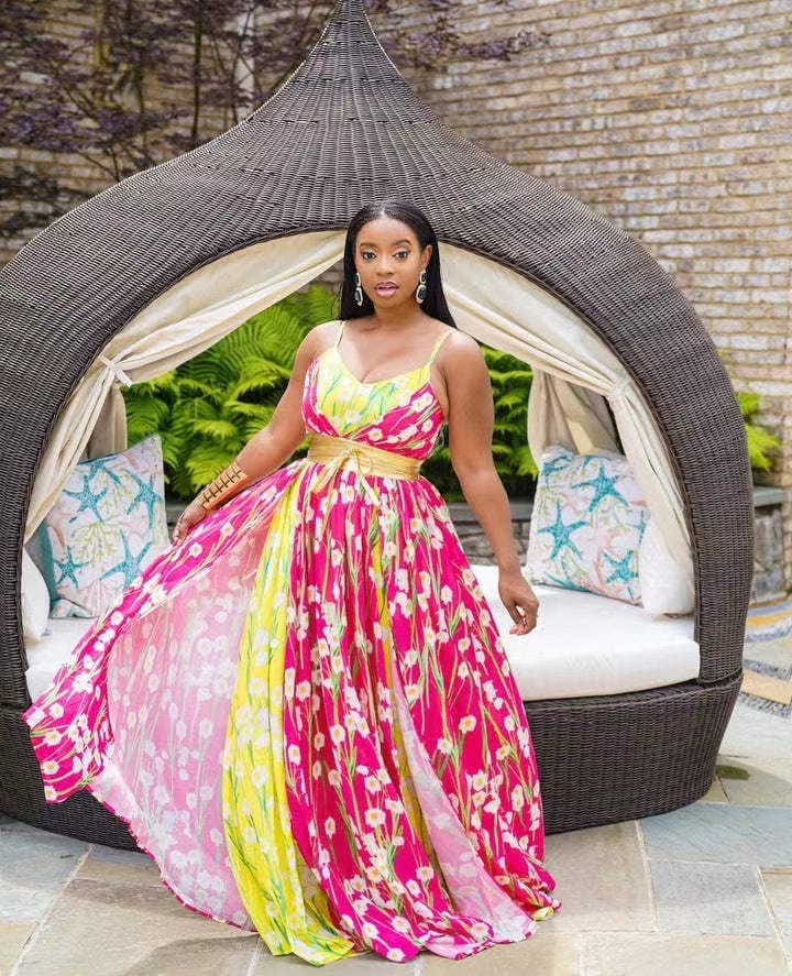 J&H 2023 new arrivals floral maxi dress for ladies beach vacation long dress chic sleeveless summer dress sundress