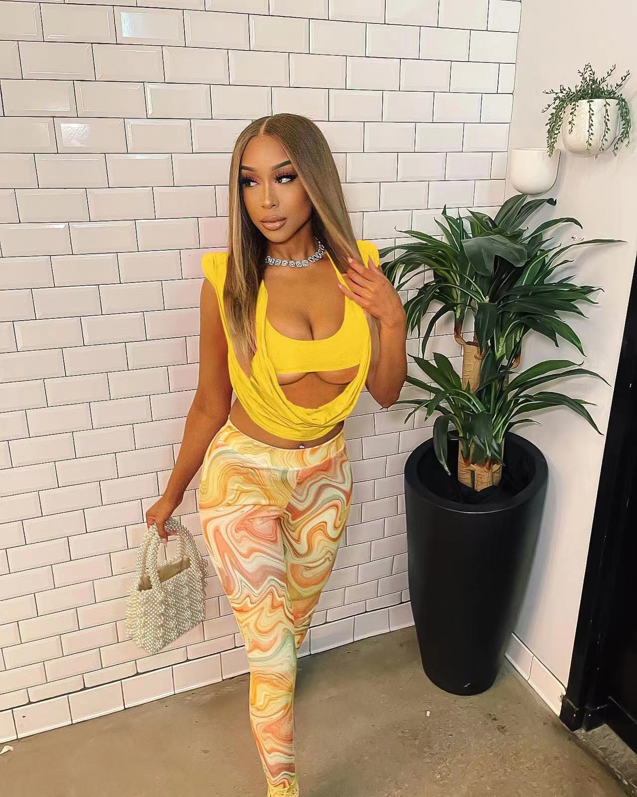 J&H 2023 new arrivals hot sale printed leggings women sexy blouse crop top two piece pants set chic club outfits