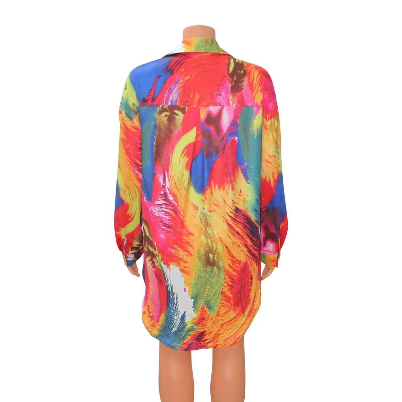 J&H 2023 new arrivals oversized tie dye shirts shorts two piece ladies lounge wear set fashion long sleeve tops and mini shorts