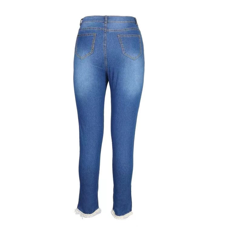 J&H 2023 new arrivals slim fit slit leg denim jeans sexy fashion causal trousers women' plus size jeans