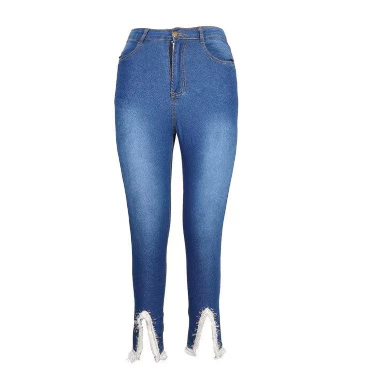 J&H 2023 new arrivals slim fit slit leg denim jeans sexy fashion causal trousers women' plus size jeans