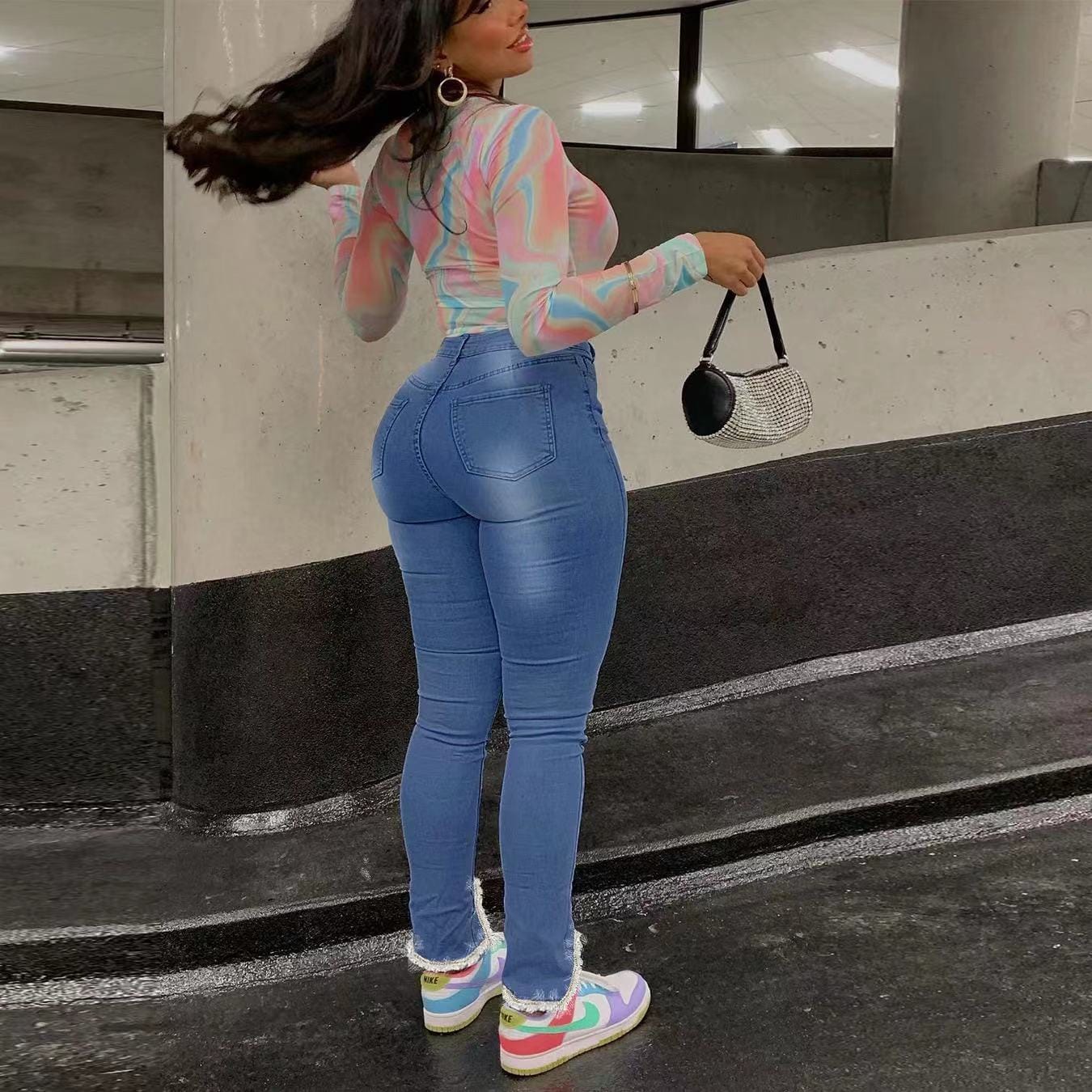 J&H 2023 new arrivals slim fit slit leg denim jeans sexy fashion causal trousers women' plus size jeans
