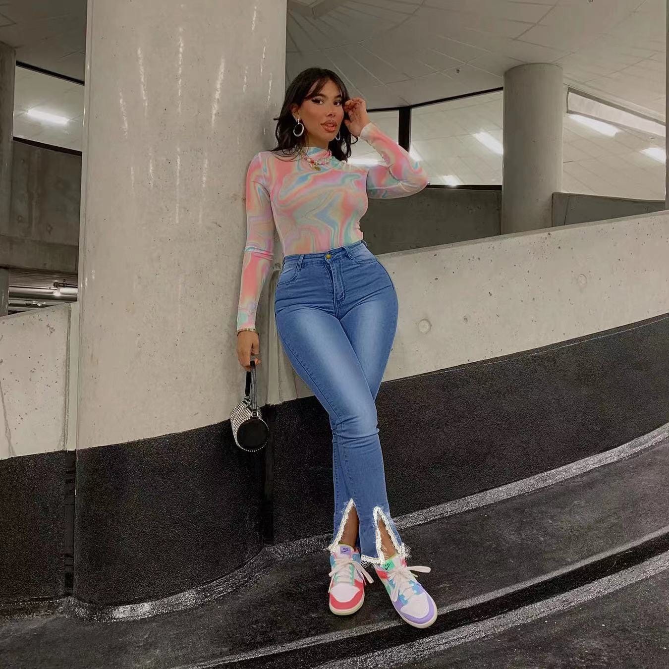 J&H 2023 new arrivals slim fit slit leg denim jeans sexy fashion causal trousers women' plus size jeans