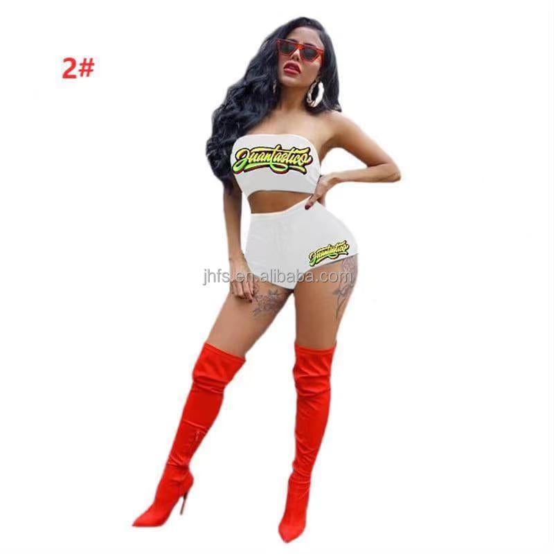 J&H 2023 new arrivals tube top and snack shorts set ladies sexy slim fit crop top fashion summer outfits