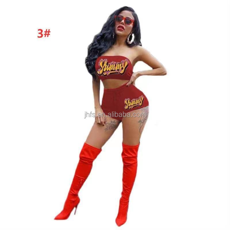 J&H 2023 new arrivals tube top and snack shorts set ladies sexy slim fit crop top fashion summer outfits