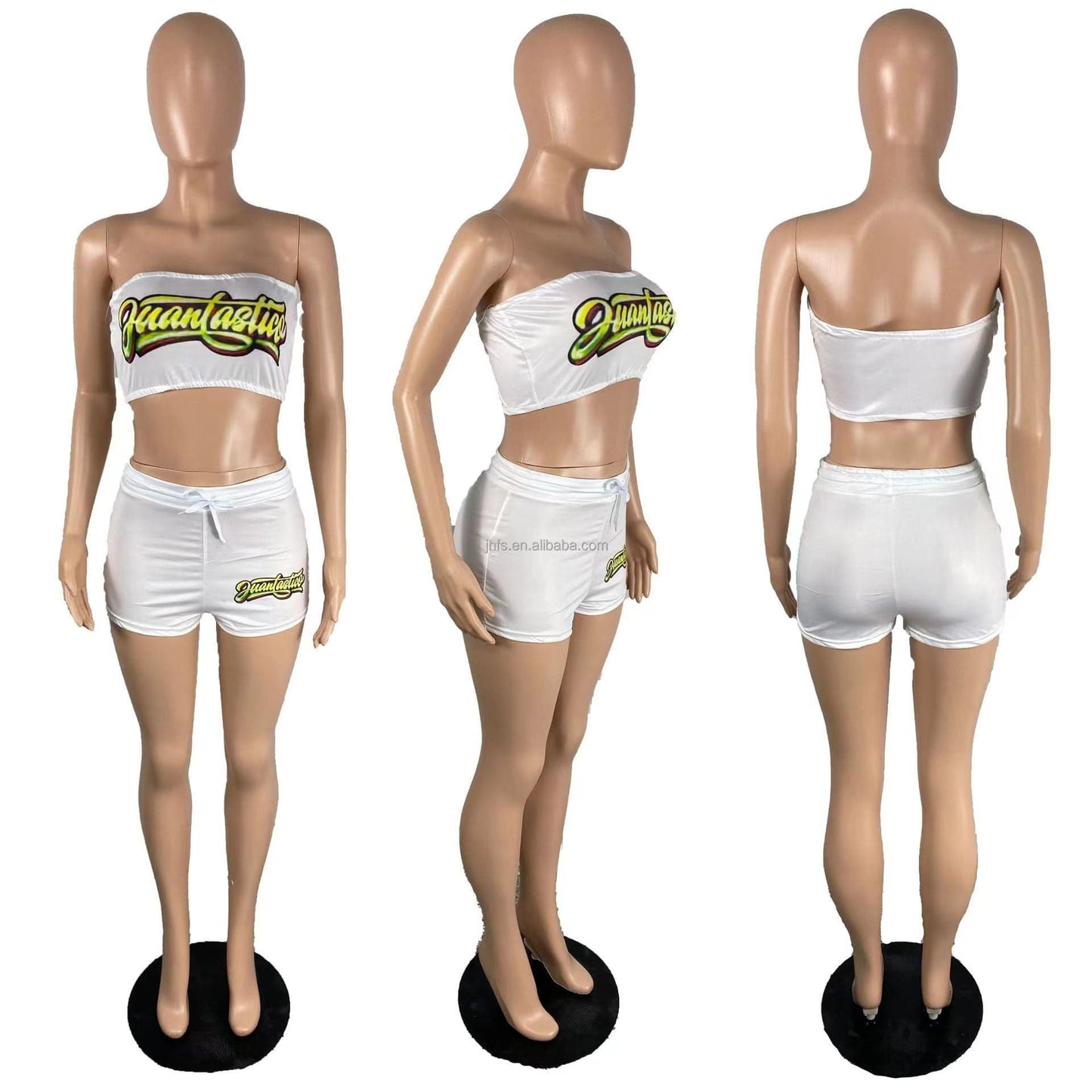 J&H 2023 new arrivals tube top and snack shorts set ladies sexy slim fit crop top fashion summer outfits