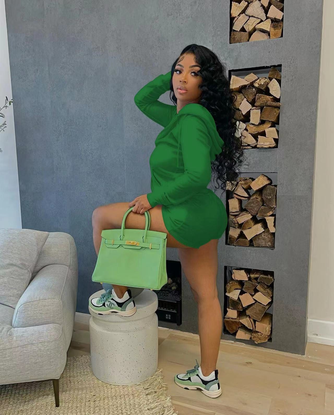 J&H 2023 new arrivals zip up hoodie top and biker shorts women two piece set slim fit activewear