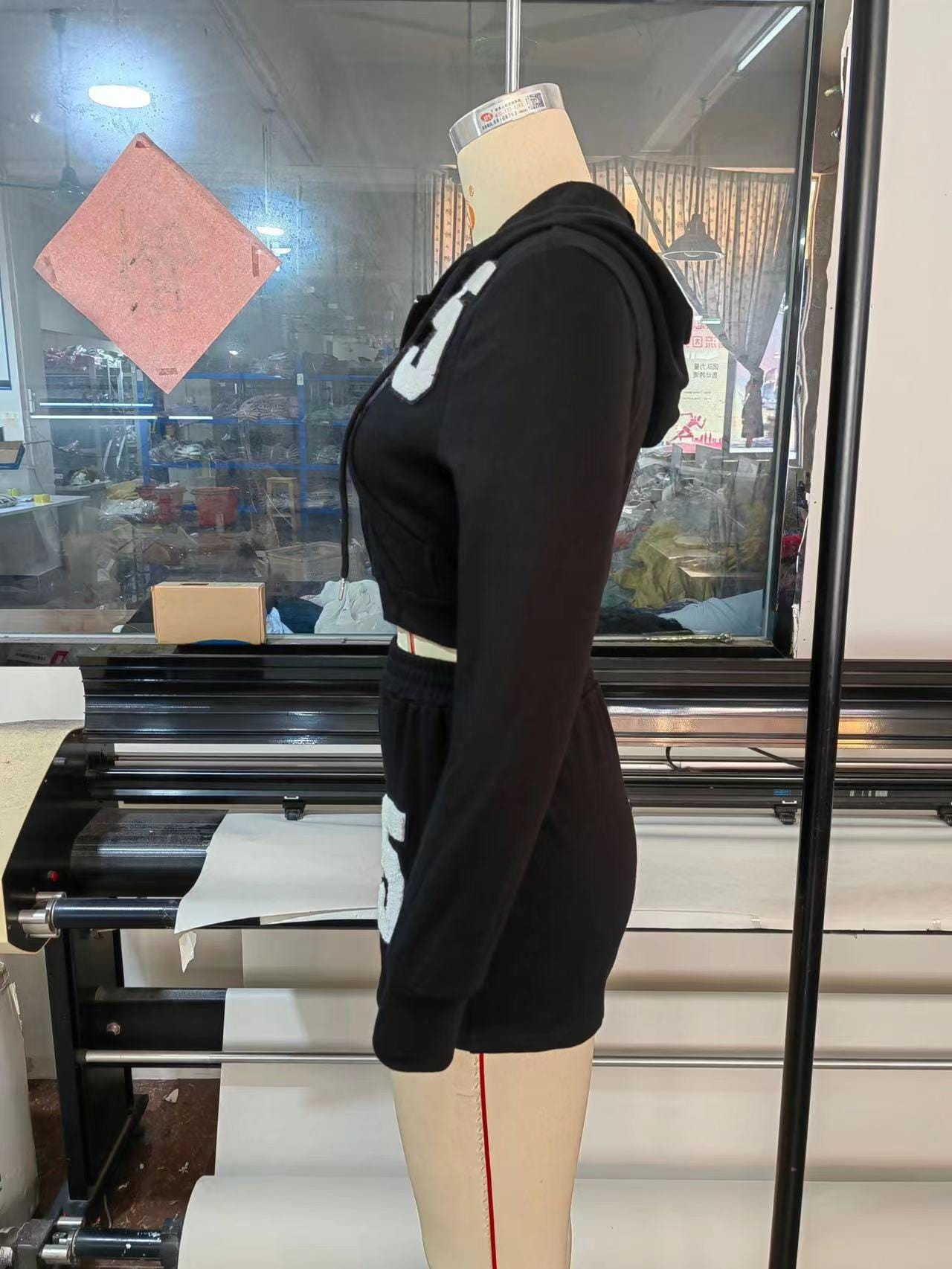 J&H 2023 new trendy Hooded fleece clothing letter printed 2 piece set women sexy fall outfits