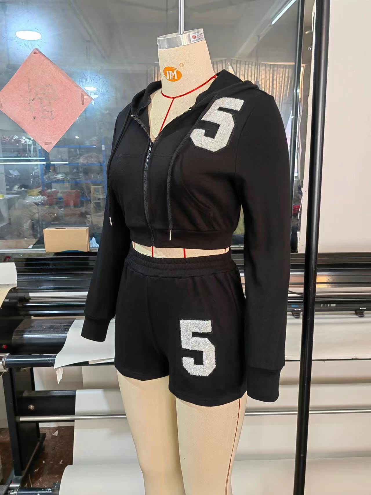 J&H 2023 new trendy Hooded fleece clothing letter printed 2 piece set women sexy fall outfits