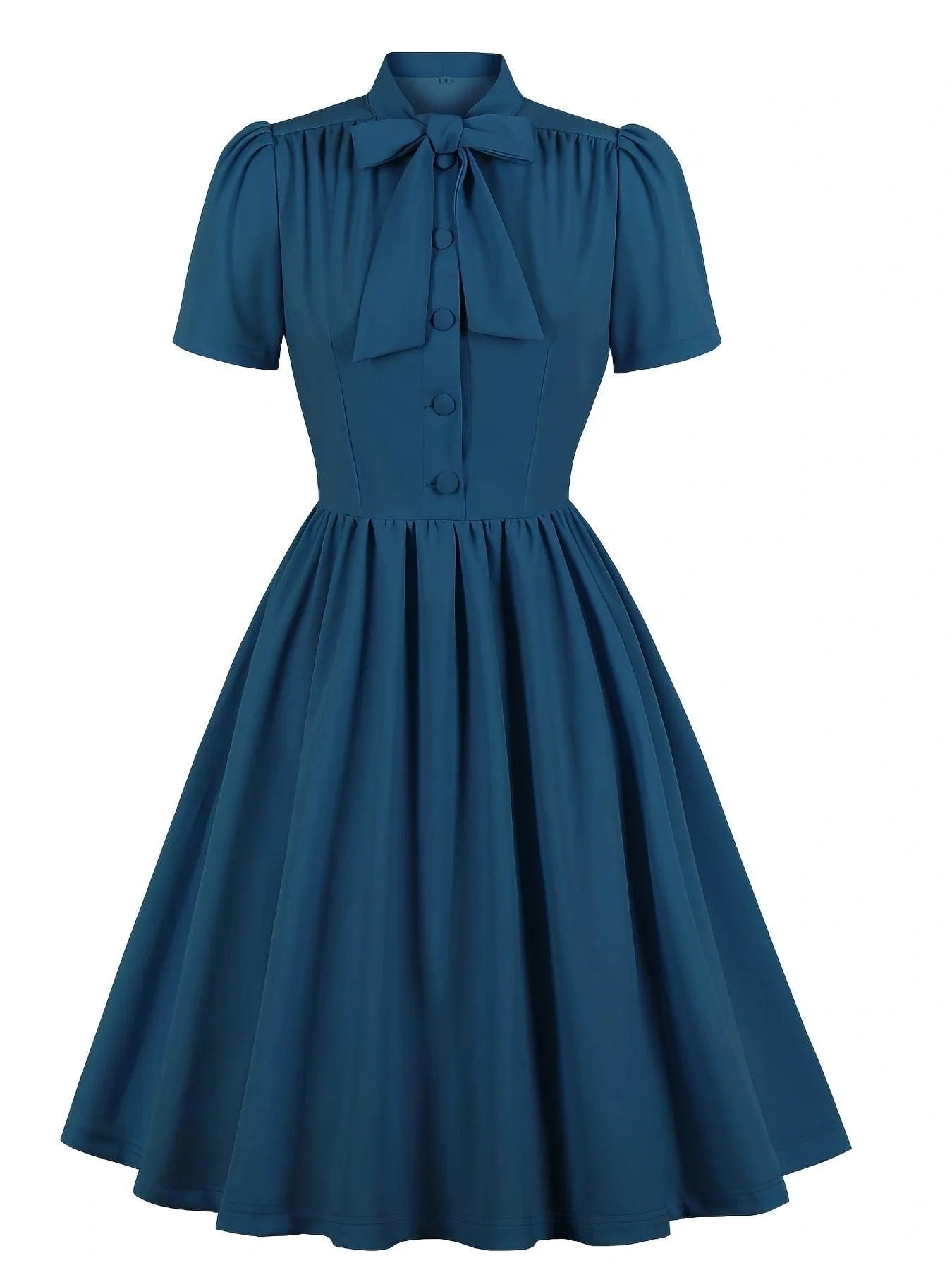 J&H 2024 women clothes solid color short sleeve lace-up dress with swing bow sweet dress party wear