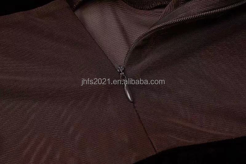 J&H fashion sexy hot sale long sleeve high collar turtle neck bandeau see-through one piece jumpsuit mesh bodysuit club wear