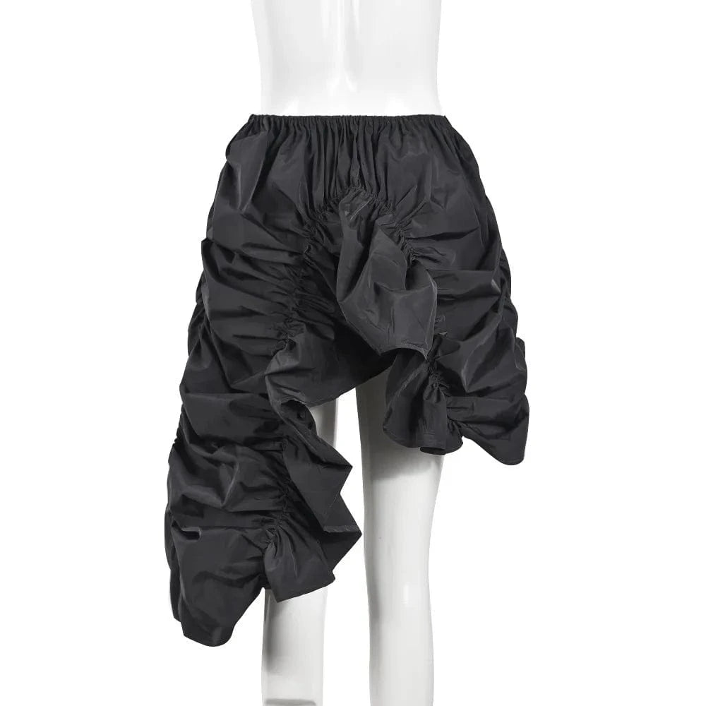 J&H Foreign trade street personality trend wrinkled elastic waist irregular loose half skirt