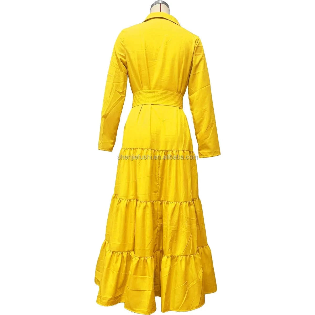 J&H New Chic 2024 Spring Loose half Sleeve Ladies Ruffled Wrap Casual Sweet Shirt dress Women Elegant Maxi Ruffle Dress