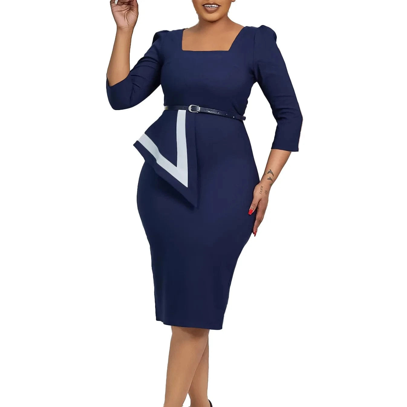 J&H New Fashionable And Elegant Hip Wrapping Ol Professional Tongle African Dress