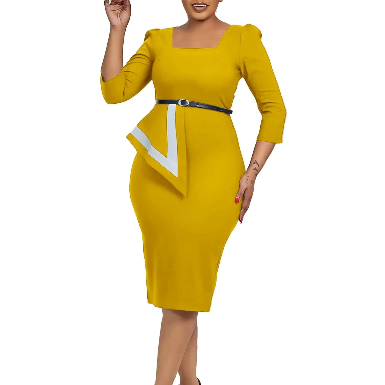 J&H New Fashionable And Elegant Hip Wrapping Ol Professional Tongle African Dress