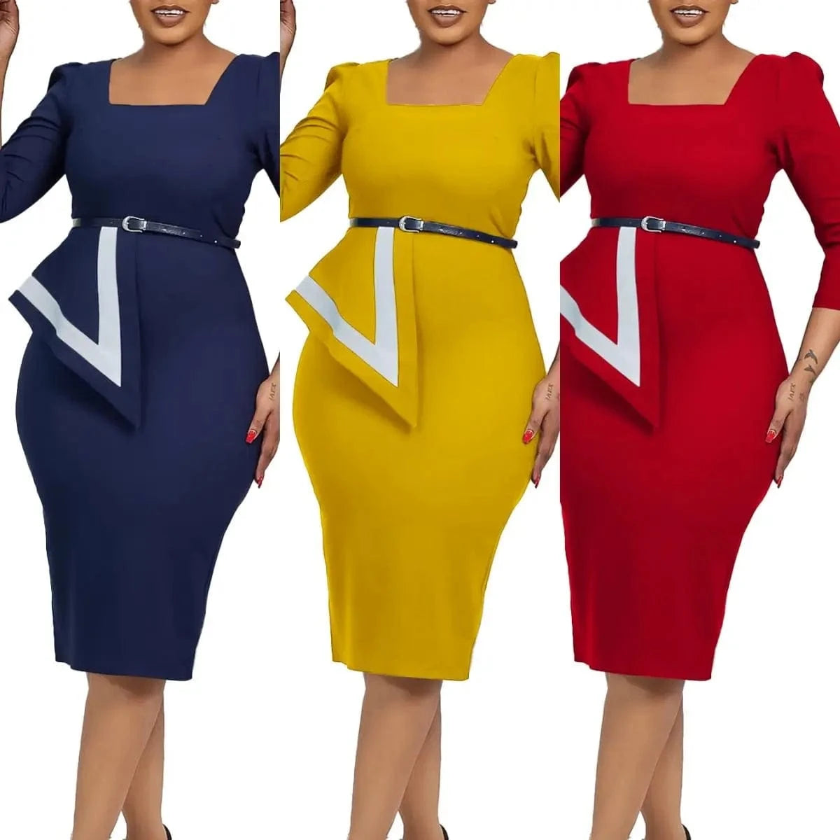 J&H New Fashionable And Elegant Hip Wrapping Ol Professional Tongle African Dress