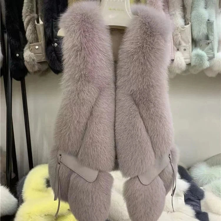 Jackets For Women 2022 Faux Fox Sleeveless Winter Coat Plus Size Vest For Women