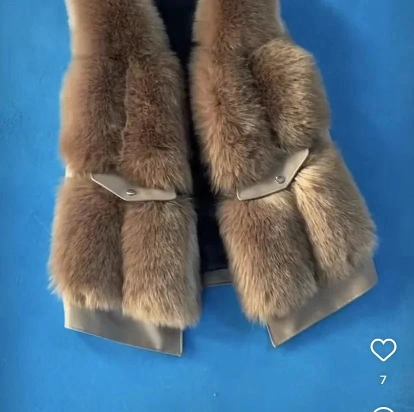 Jackets For Women 2022 Faux Fox Sleeveless Winter Coat Plus Size Vest For Women