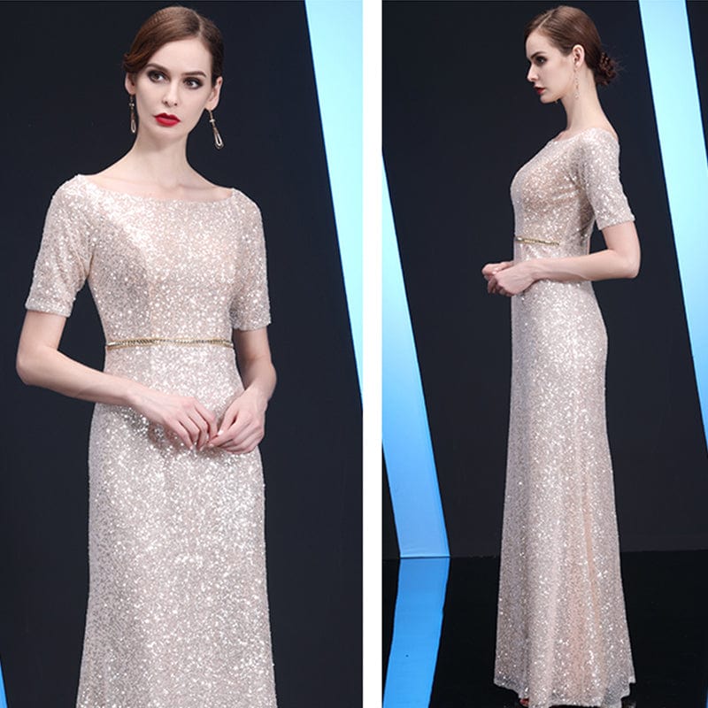 Jancember LC07 Luxury Lace Sequin Fabric Plus Size Mother Of The Bride Evening Dress