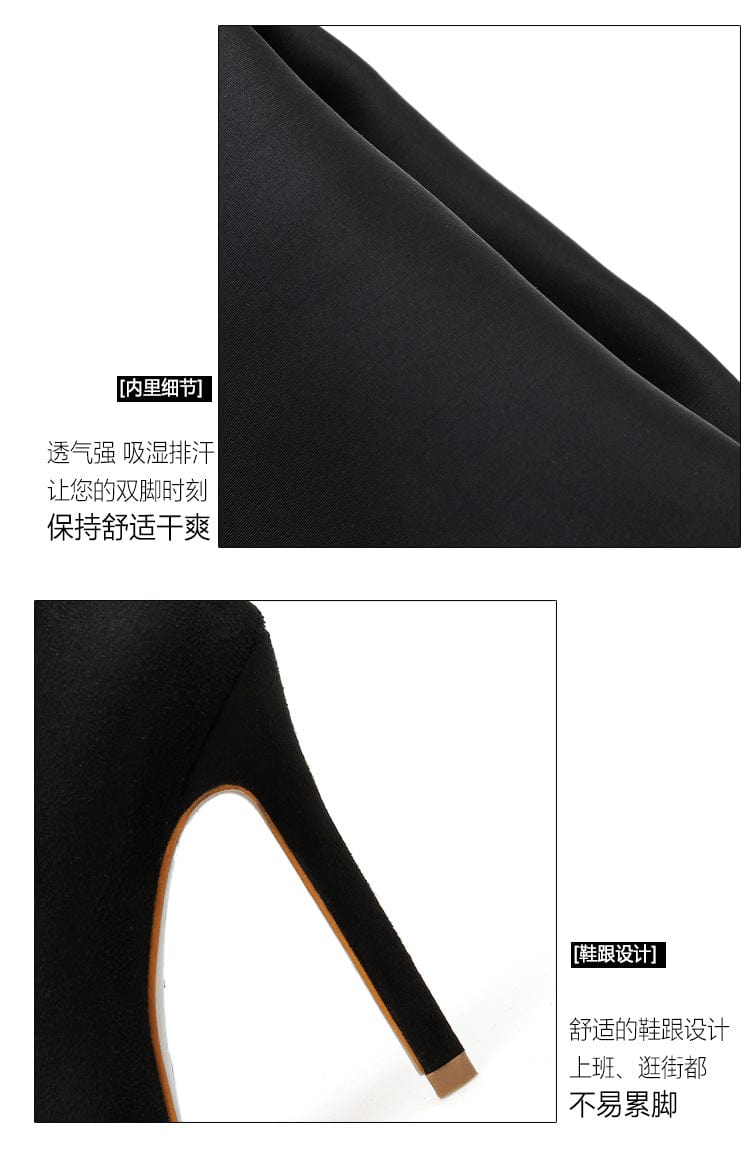 JANHE botas de mujer Sexy Ladies Pointed Thigh High Boots Heel Black Elastic Women's Boots Overknee Women Long Boots