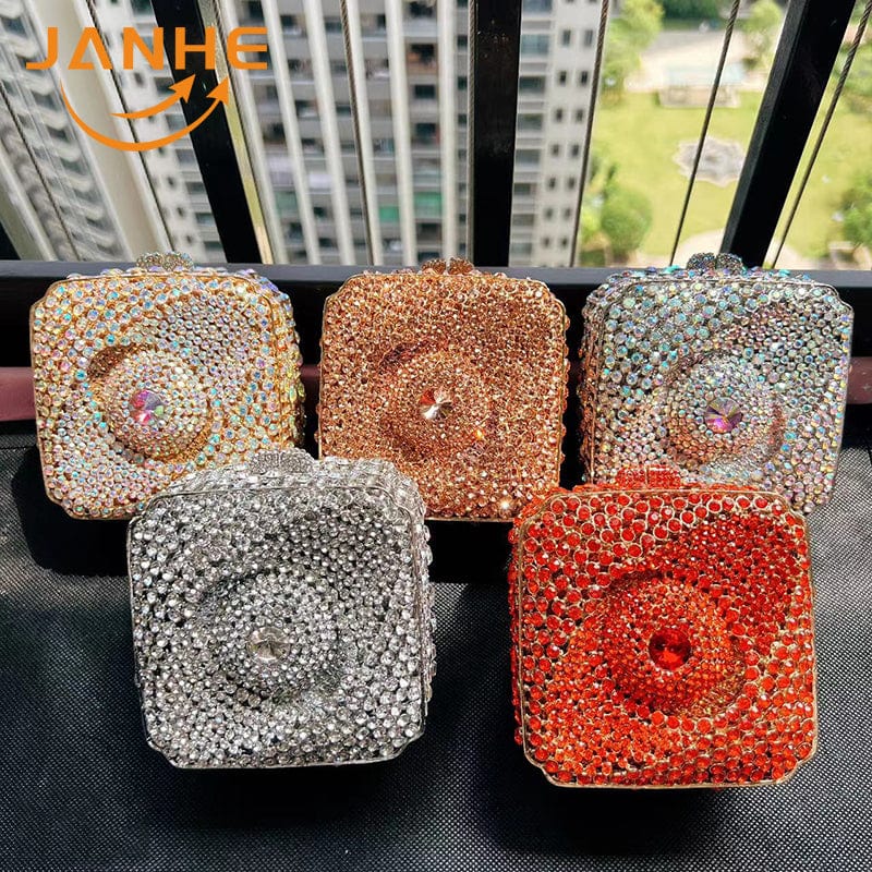JANHE carteras Bolsas Female Lady Crystal Hand Bags Bling Eye Rhinestone Diamond women's clutches Evening Bags
